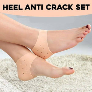 1 Pair of Silicone Gel Heel Crack Protector Anti Crack Moisturizing Foot Pain Socks Tumit Sakit Non-Slip Silicone -Human Skin Color